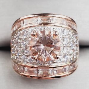 18k Rose Gold - 925 Round Morganite Band Ring